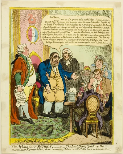 The Worn-out Patriot by James Gillray, print, 1800