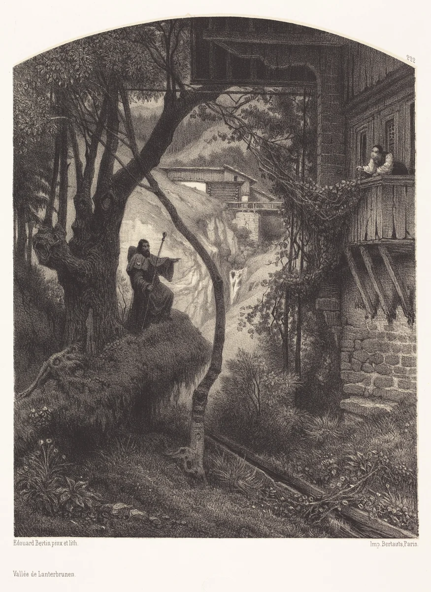 Vallée de Lanterbrunen by François-Édouard Bertin, print, 1852