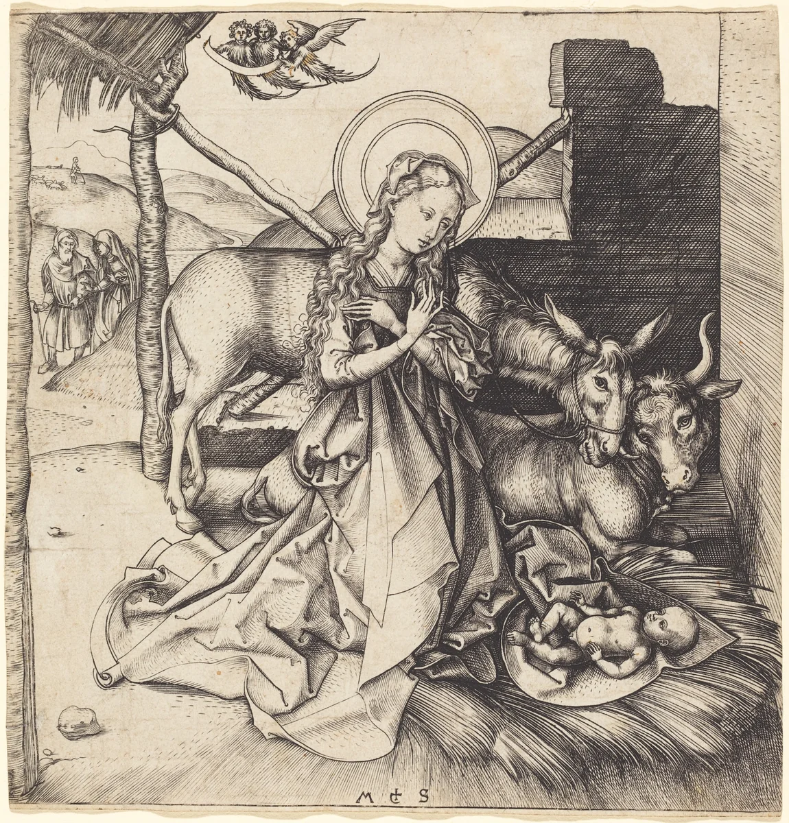The Nativity by Martin Schongauer, print, 1480-1490