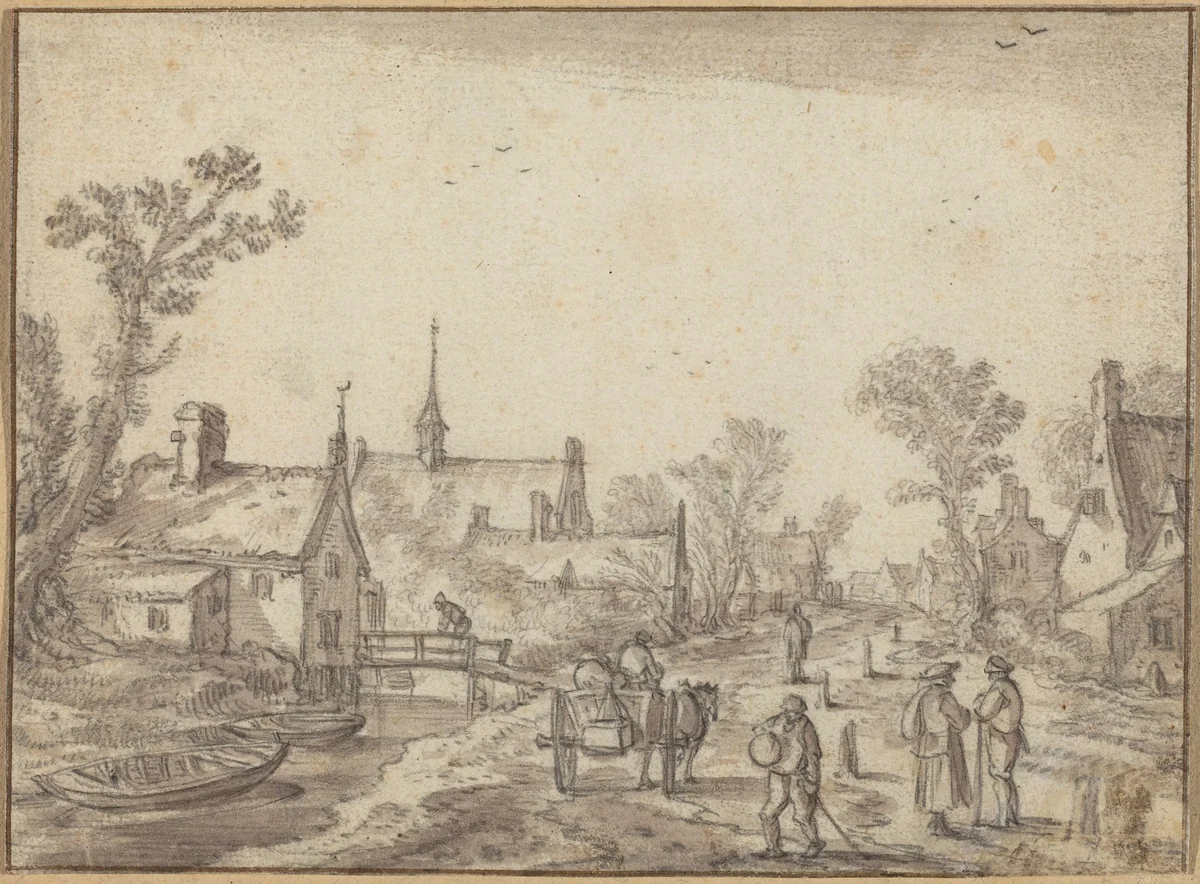 The Village Street by Esaias van de Velde, drawing, 1590-1630