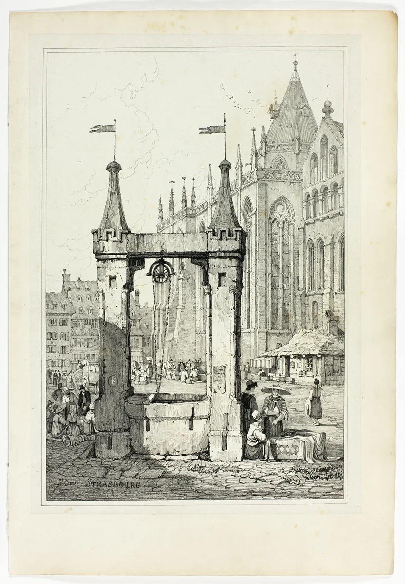 St Omer, Strasbourg, from Facsimiles of Sketches made in Flanders and Germany by Samuel Prout, print, 1833