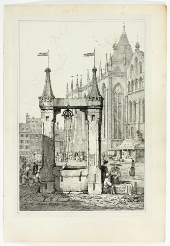 St Omer, Strasbourg, from Facsimiles of Sketches made in Flanders and Germany by Samuel Prout, print, 1833