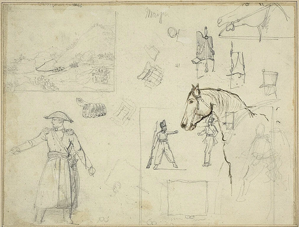 Various Studies by Jean Louis André Théodore Géricault, drawing, 1818-1819
