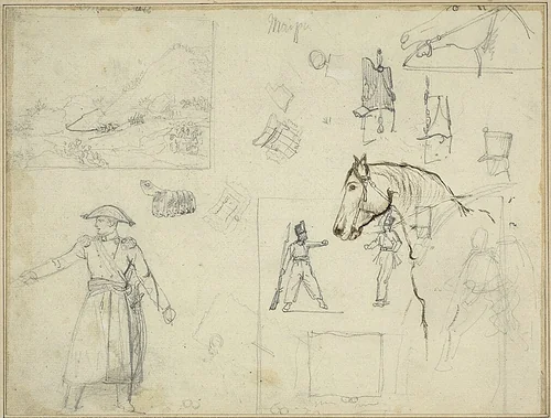 Various Studies by Jean Louis André Théodore Géricault, drawing, 1818-1819