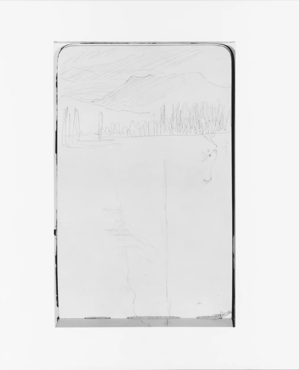 Two Sketches of Mountain Landscapes (from Sketchbook) by Albert Bierstadt, artwork, 1890