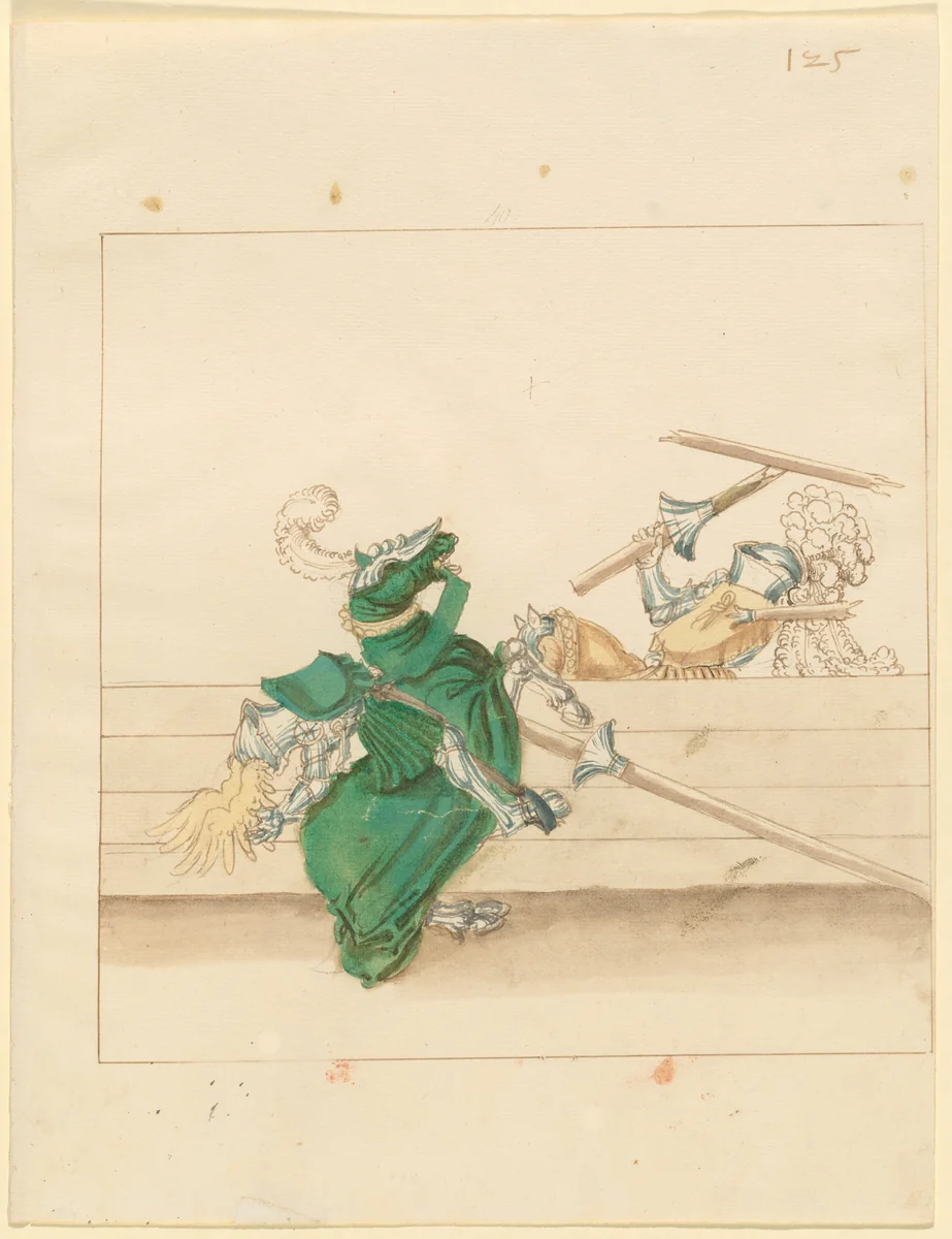 Italian Joust of Peace by German 16th Century, drawing, 1515