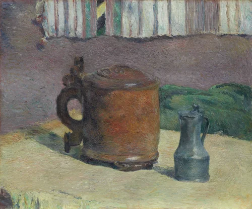 Still Life: Wood Tankard and Metal Pitcher by Paul Gauguin, painting, 1880