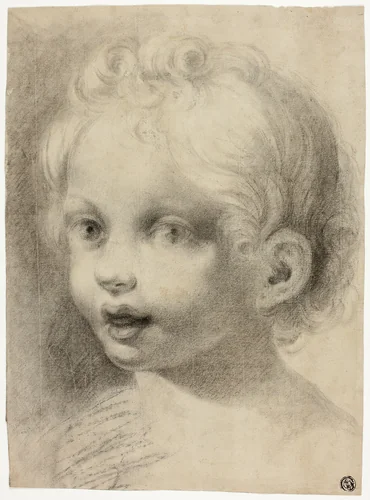 Child's Head (Recto) Nude Male Figure (Verso) by Antonio Correggio, drawing, 1700-1799