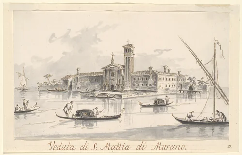 The Church and Convent of San Mattia di Murano by Giacomo Guardi, drawing, 1801-1831