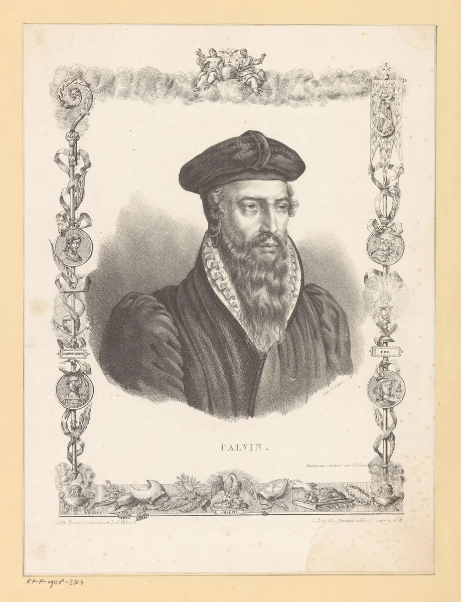 Portret van Johannes Calvijn by anonymous, print, 1826-1829