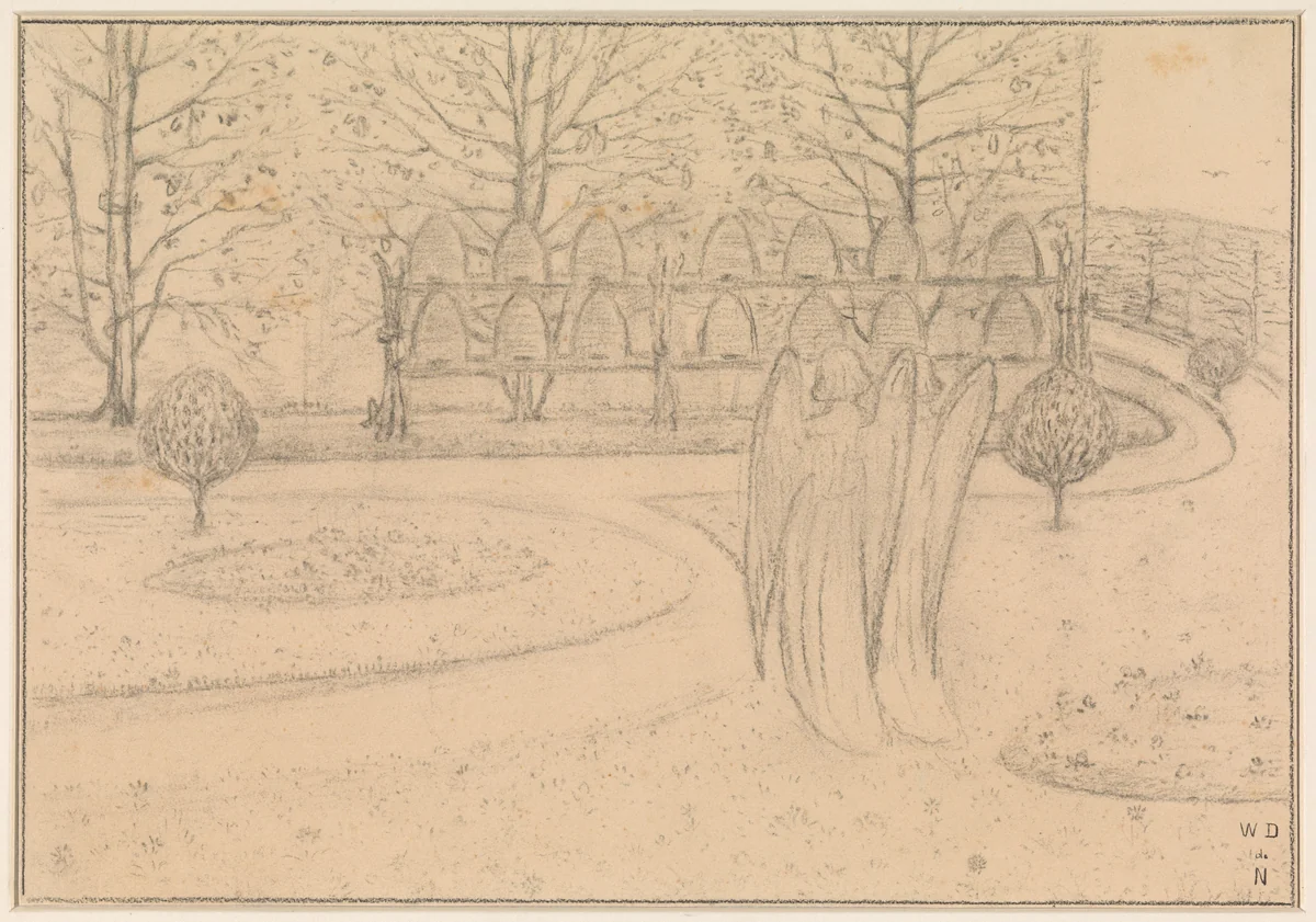 Het bezoek van de rijken by William Degouve de Nuncques, drawing, 1896-1900