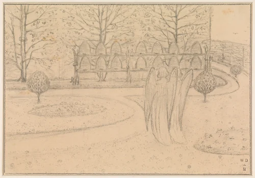 Het bezoek van de rijken by William Degouve de Nuncques, drawing, 1896-1900
