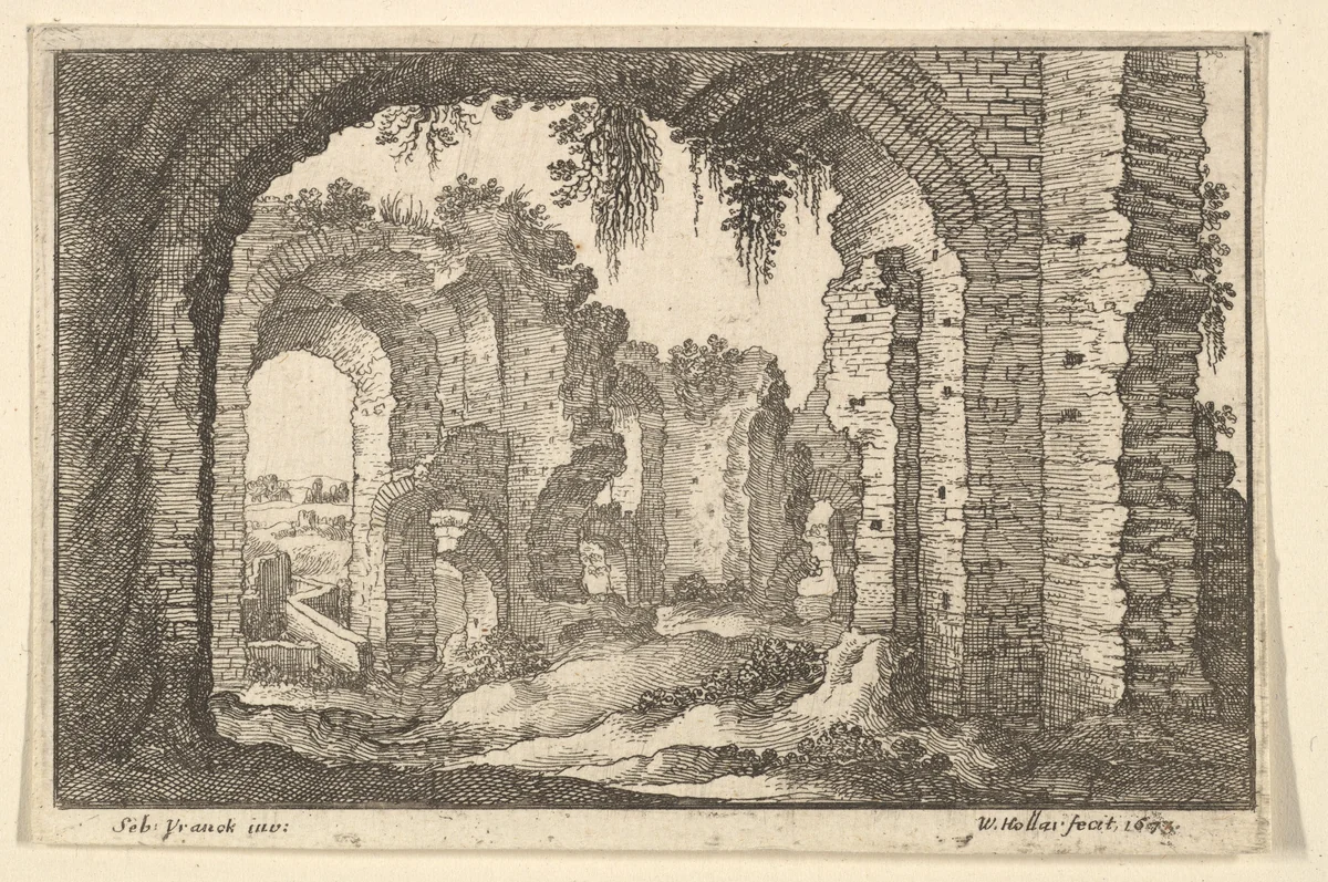 Roman Ruins, from "Roman Ruins" by Wenceslaus Hollar, print, 1673