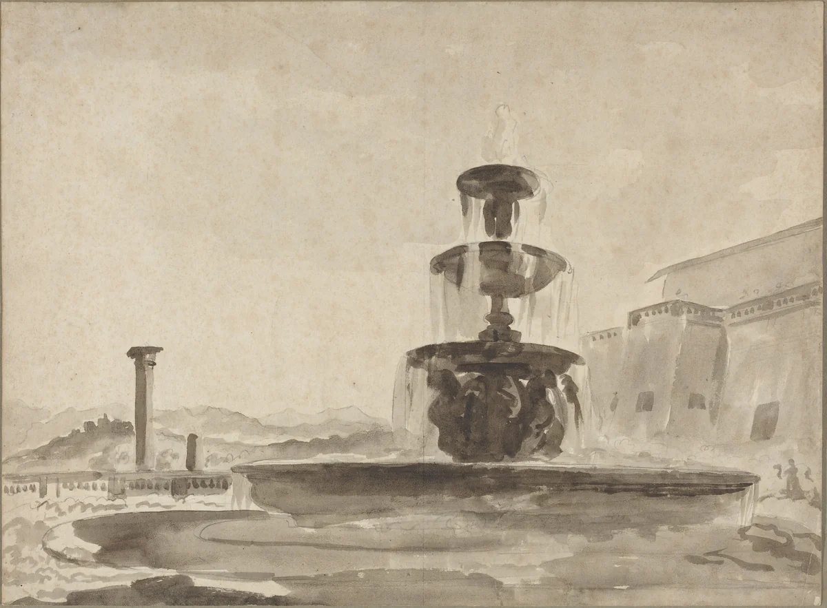 The Fountain by French 18th Century, drawing, 1700-1799