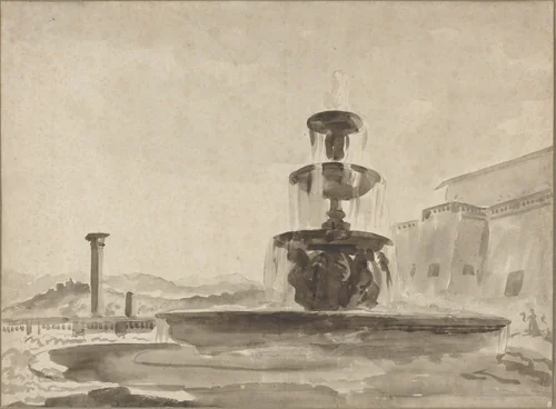 The Fountain by French 18th Century, drawing, 1700-1799