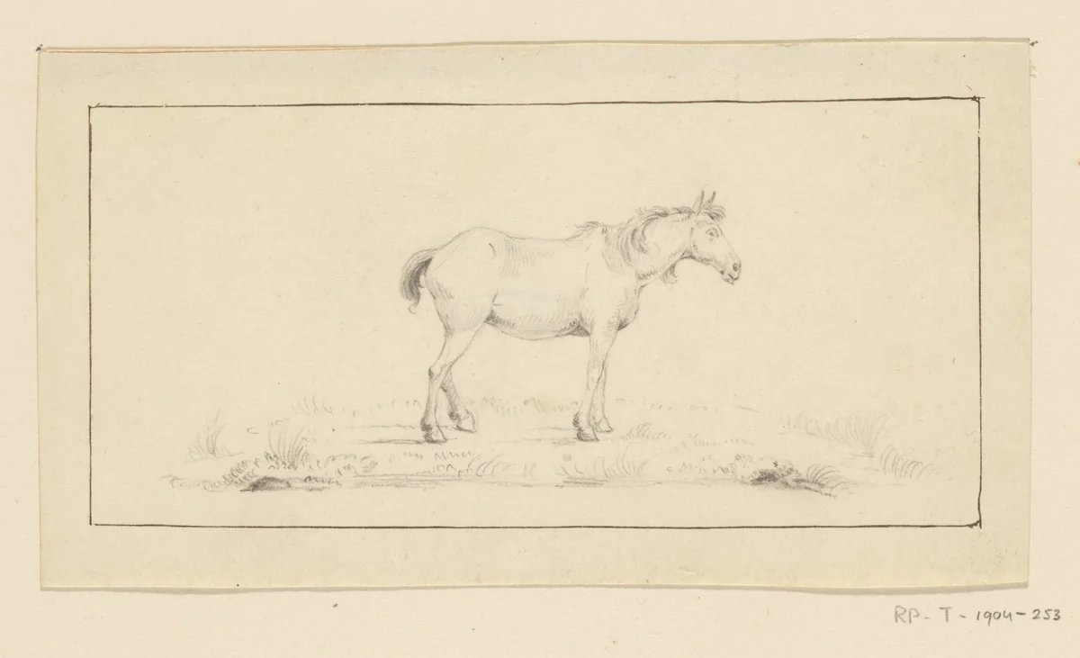 Staand paard, naar rechts by Jean Bernard, drawing, 1775-1833