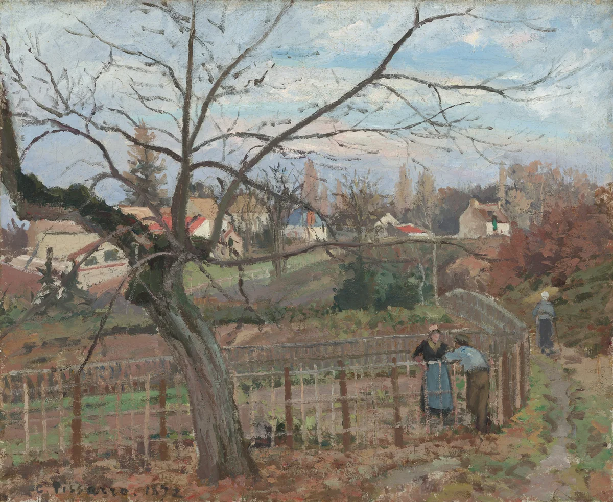 The Fence by Camille Pissarro, painting, 1872