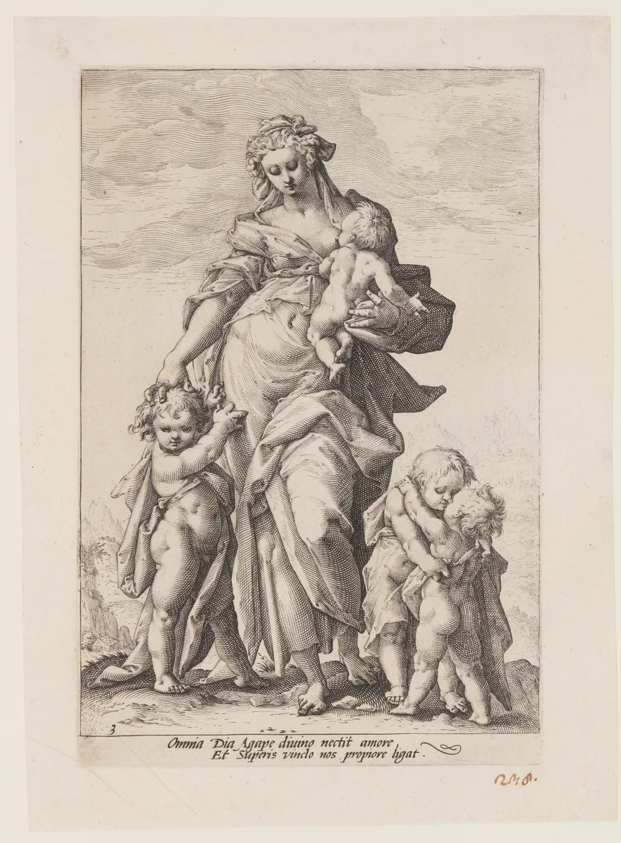 Charity, from The Virtues by Jacob Matham, print, 1593