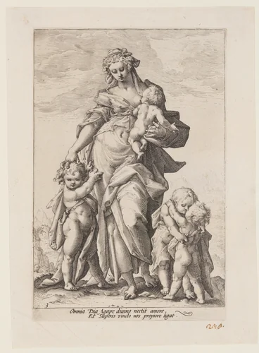 Charity, from The Virtues by Jacob Matham, print, 1593