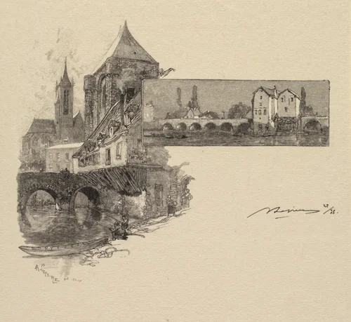 Fontainebleau Forest: Moret, the Wood-Mill (La Forêt de Fontainebleau: Moret, la porte de Montereau, le moulin à tan) by Auguste Louis Lepère, book, 1890