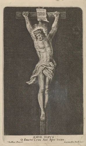 Christus aan het kruis by Jan van de Sande, print, 1610-1664