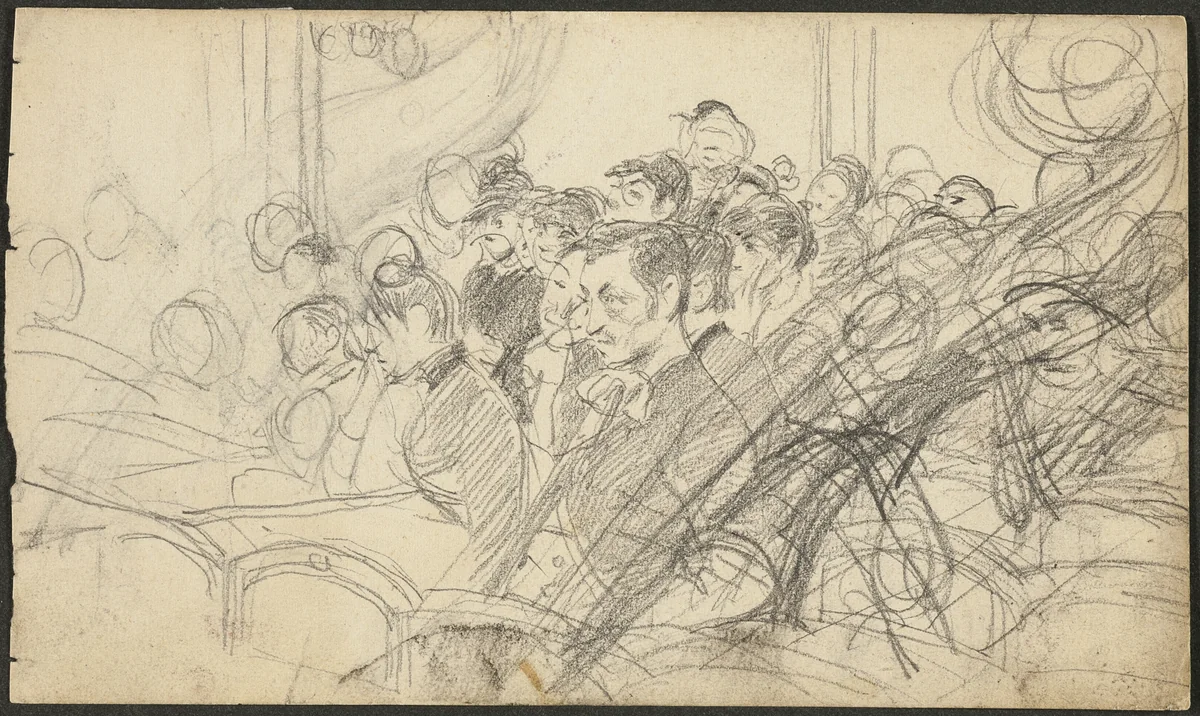 Audience at a Parisian Theatre I by Giovanni Boldini, drawing, 1880-1890