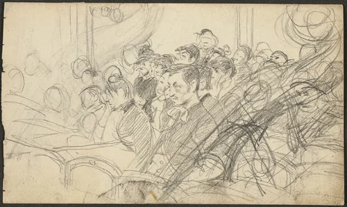 Audience at a Parisian Theatre I by Giovanni Boldini, drawing, 1880-1890