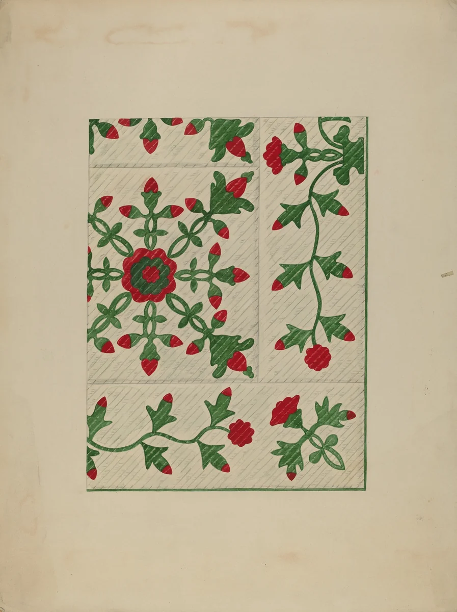 Quilt by Katherine Hastings, index of american design, 1938