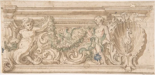 Ceiling Decoration by anonymous, drawing, 1600-1700
