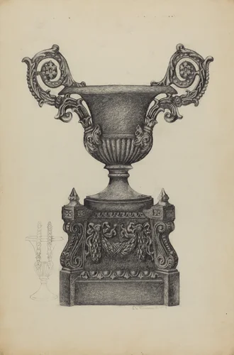 Cast Iron Urn by Austin L. Davison, index of american design, 1937