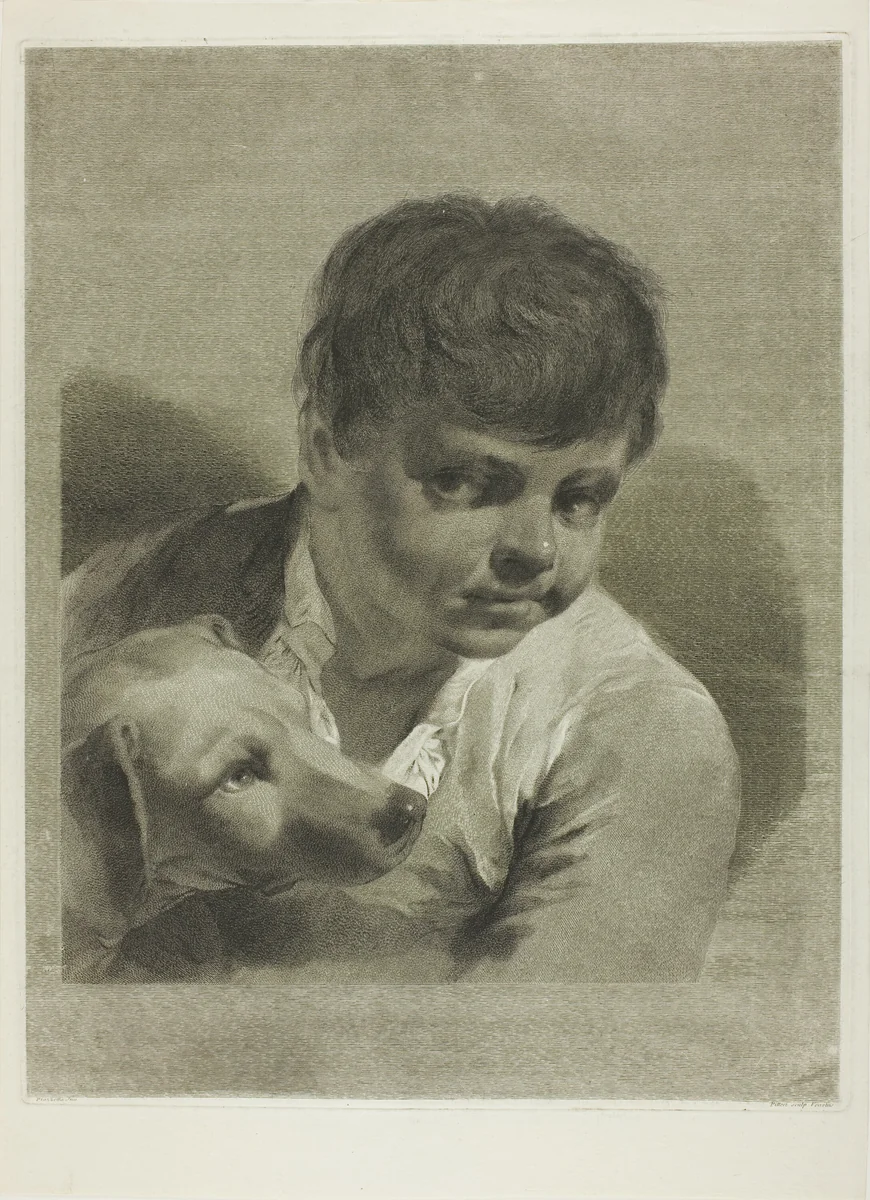 A Boy with a Dog by Marco Alvise Pitteri, print, 1750-1759