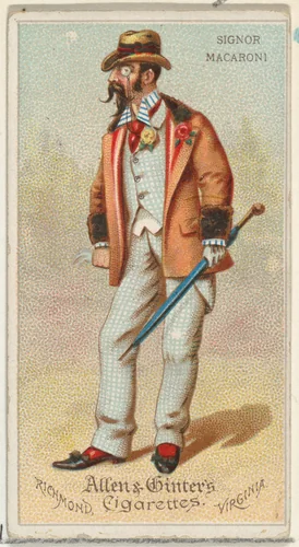 Signor Macaroni, from World's Dudes series (N31) for Allen & Ginter Cigarettes by Allen & Ginter, print, 1888