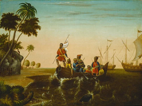 The Landing of Columbus by Edward Hicks, painting, 1837