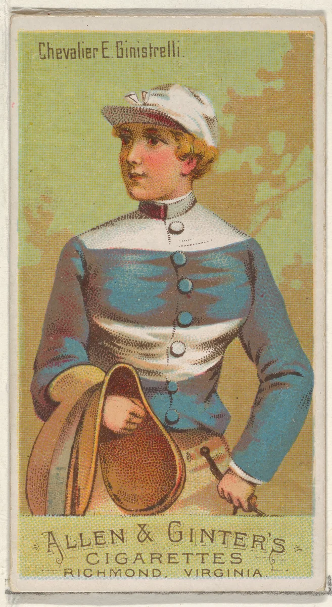 Chevalier E. Ginistrelli, from the Racing Colors of the World series (N22a) for Allen & Ginter Cigarettes by Allen & Ginter, print, 1888