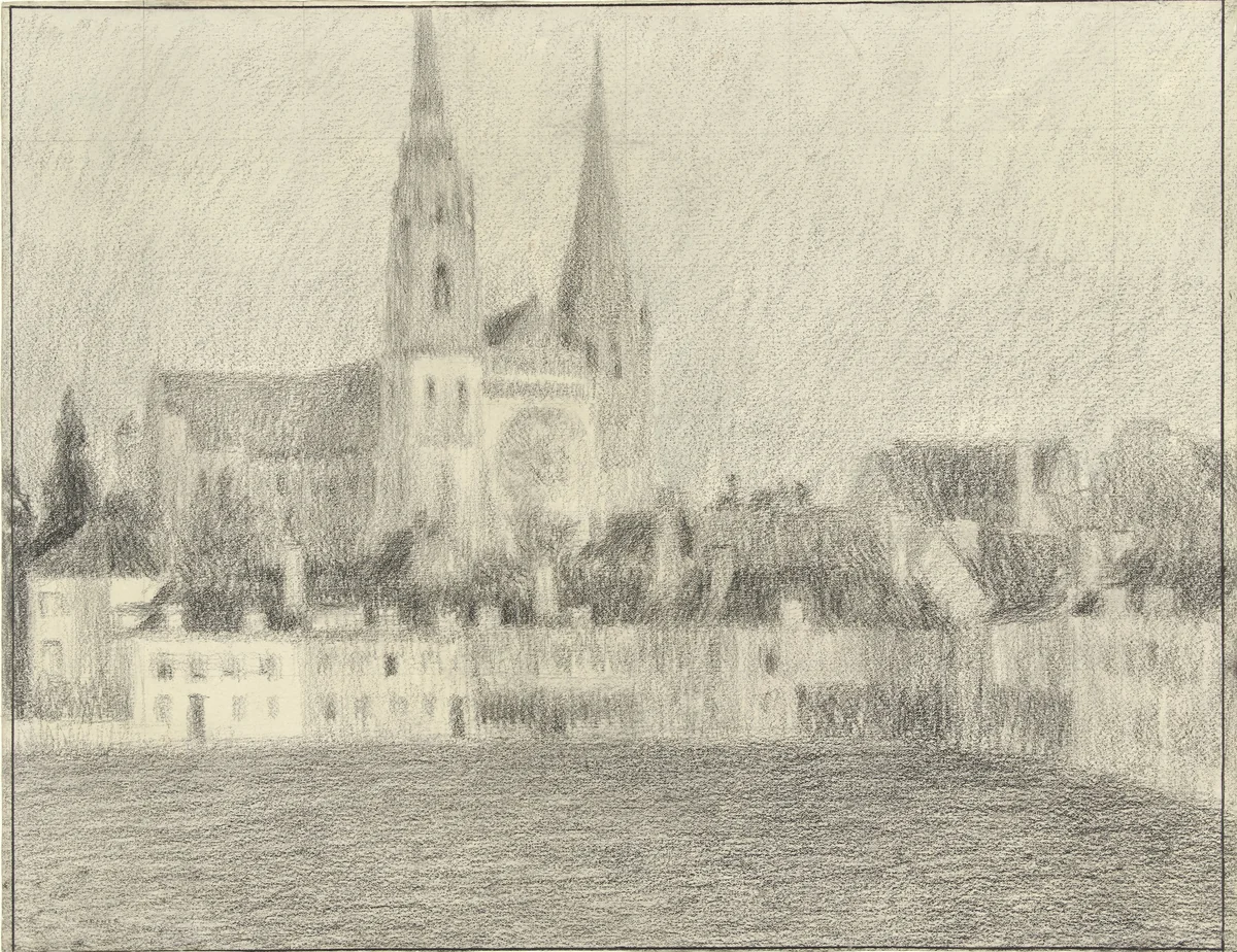 Gezicht op Chartres by Henri Eugène Le Sidaner, drawing, 1872-1939