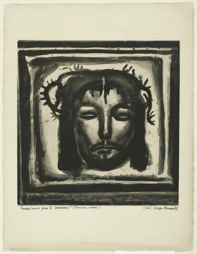 Trial proof for And Veronica With Her Delicate Linen Still Goes Her Way..., plate XXXIII from Miserere by Georges Rouault, print, 1922