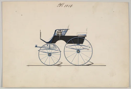 T-Cart Phaeton #1058 by Brewster & Co., drawing, 1850-1870