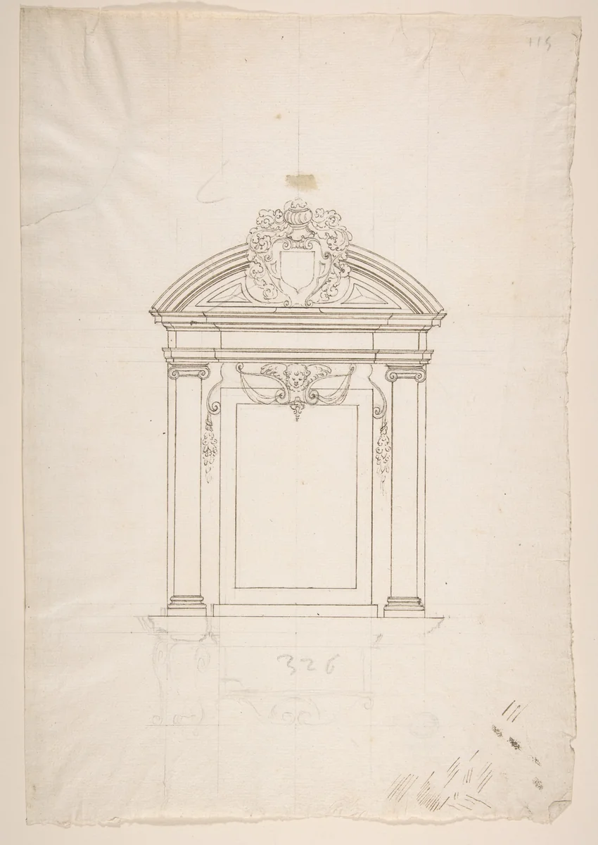 Design for a Wall Tomb by anonymous, drawing, 1500-1599