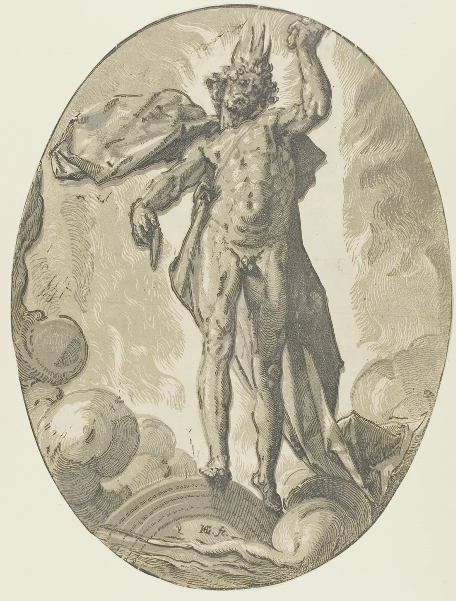 Aether, plate six from Demogorgon and the Deities by Hendrick Goltzius, print, 1587-1591