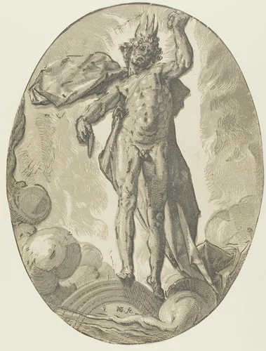Aether, plate six from Demogorgon and the Deities by Hendrick Goltzius, print, 1587-1591