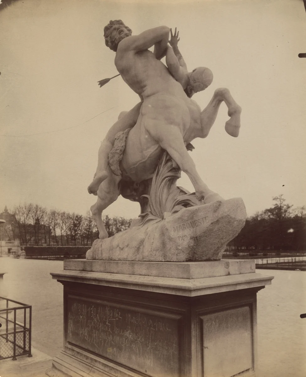 [Tuileries, Nessus and Deianira by Marqueste] by Eugène Atget, photograph, 1911