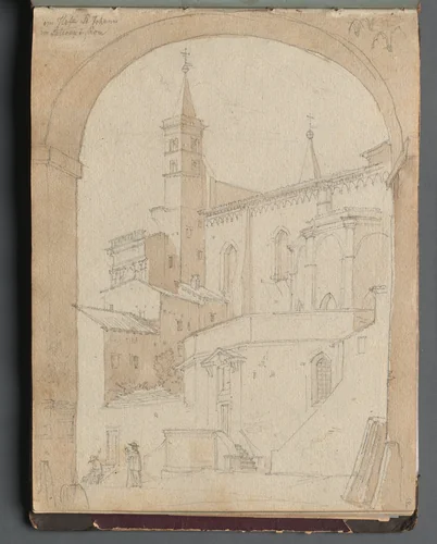 Album with Views of Rome and Surroundings, Landscape Studies, page 18a: Saint John Lateran, Rome by Franz Nadorp, book, 1830-1870