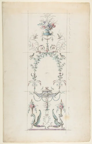 Design for a Wall Panel by Henri Sallembier, drawing, 1765-1820