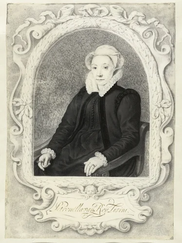 Portrait of Petronella Lievensdr van Roy (1542-1606) by Jan Thopas, drawing, 1662-1663