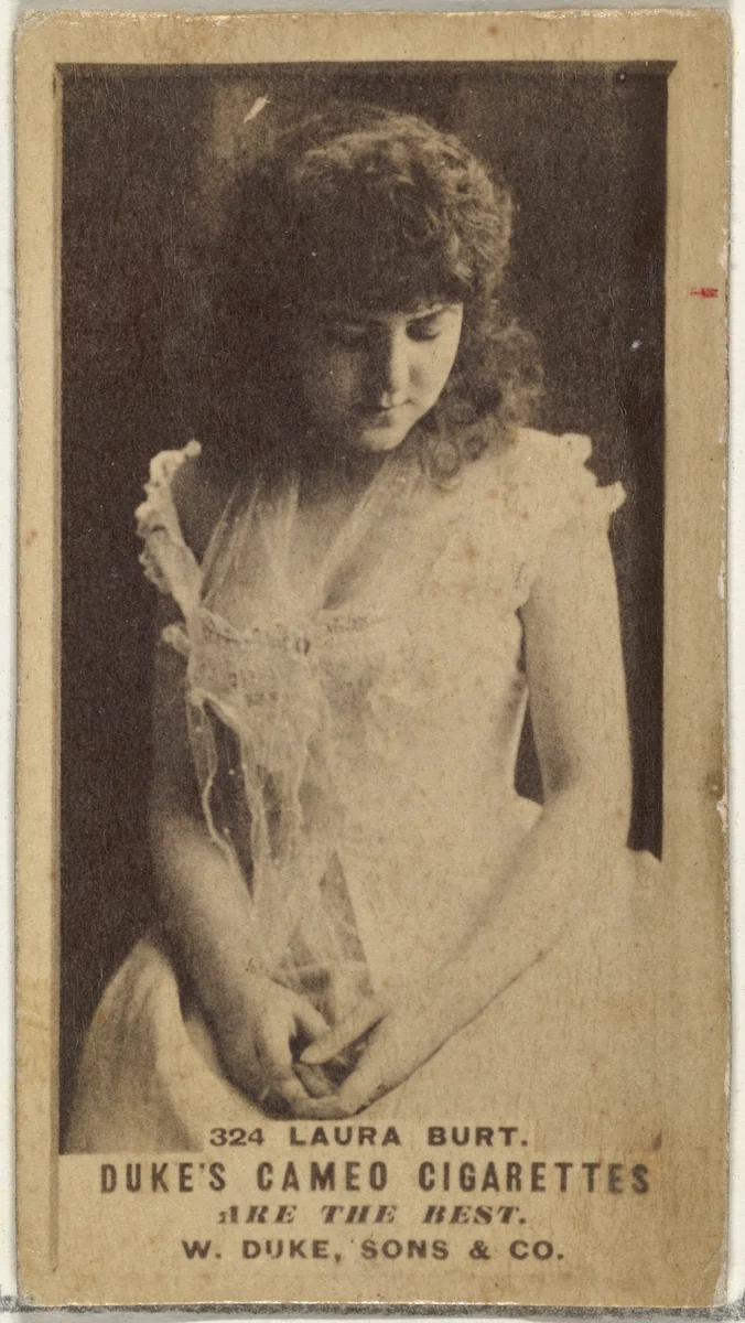 Card Number 324, Laura Burt, from the Actors and Actresses series (N145-5) issued by Duke Sons & Co. to promote Cameo Cigarettes by W. Duke, Sons & Co., photograph, 1880-1889