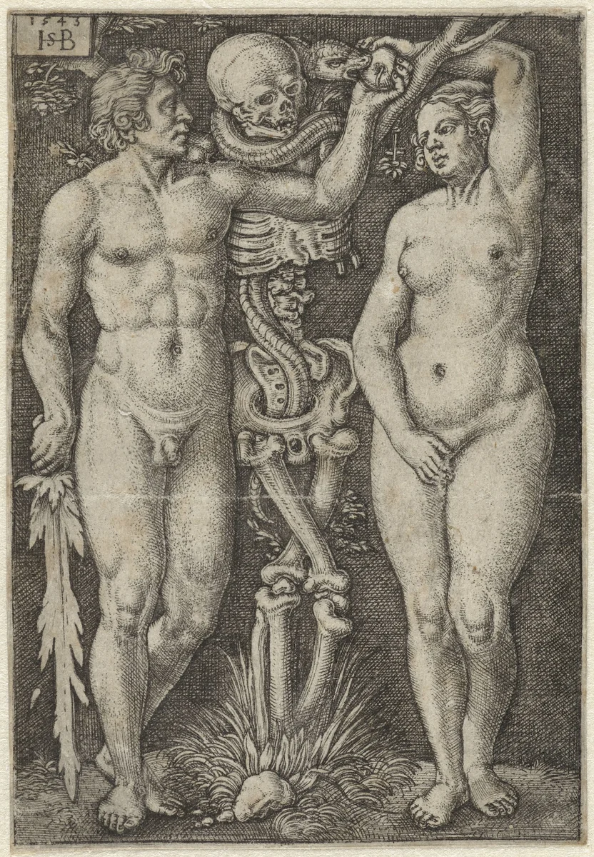 Adam en Eva en de Dood by Unknown, print, 1543