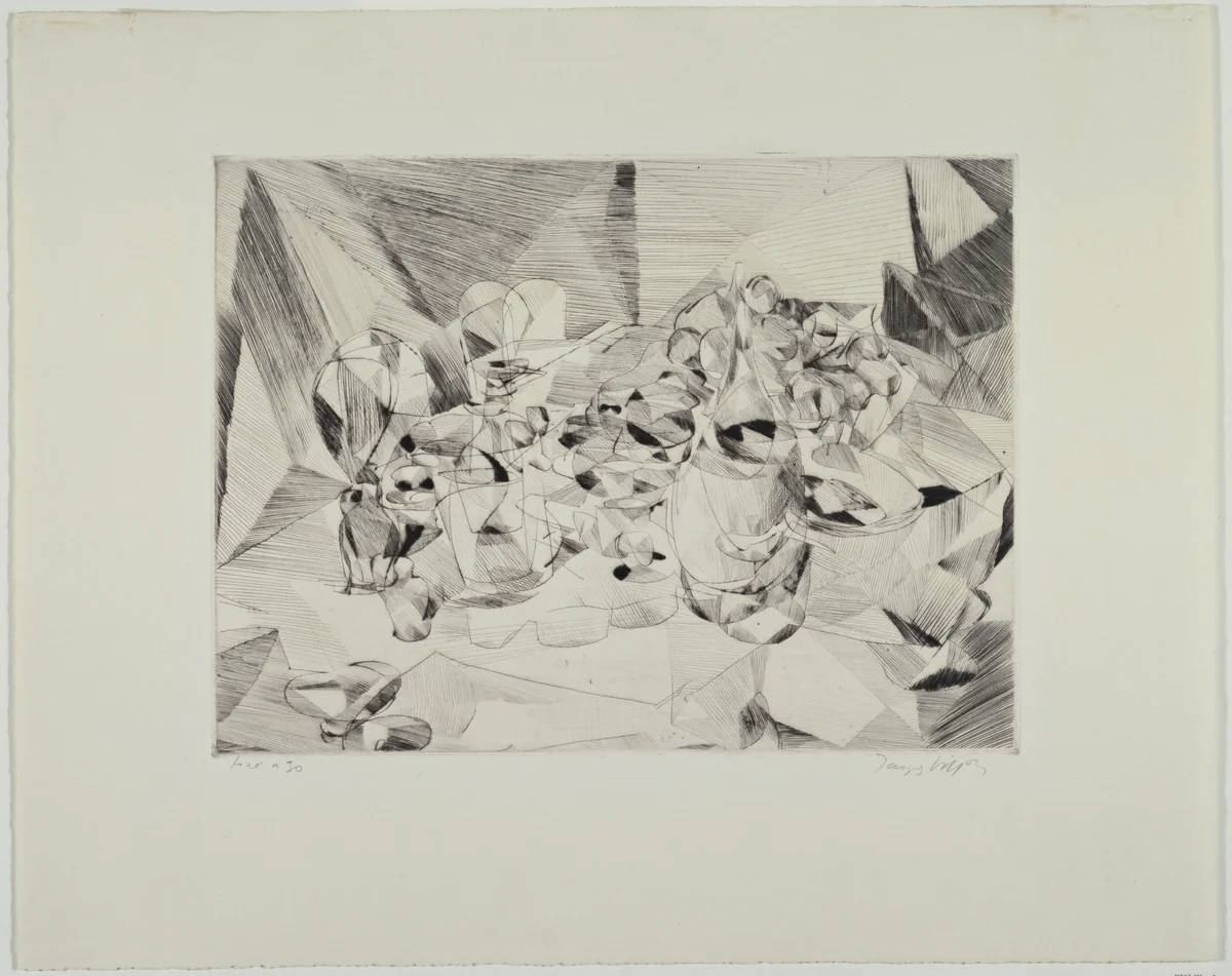 The Dinner Table (La Table service) by Jacques Villon, print, 1913