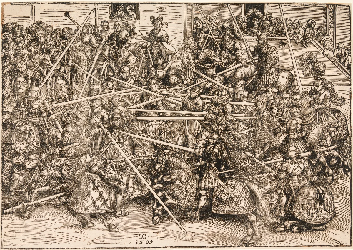 The Tournament with Lances by Lucas Cranach, print, 1509