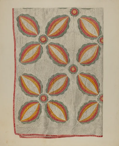 Applique Quilt by Alois E. Ulrich, index of american design, 1935-1942