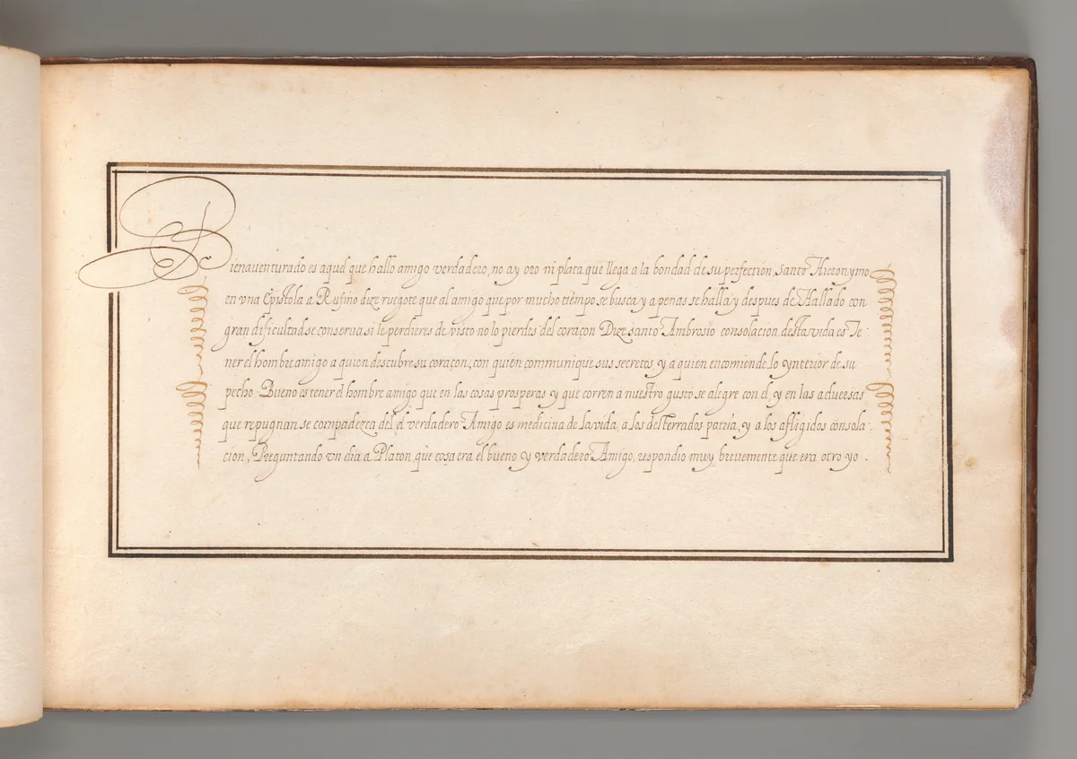 Calligraphic Exercise in Spanish by anonymous, book, 1600-1625